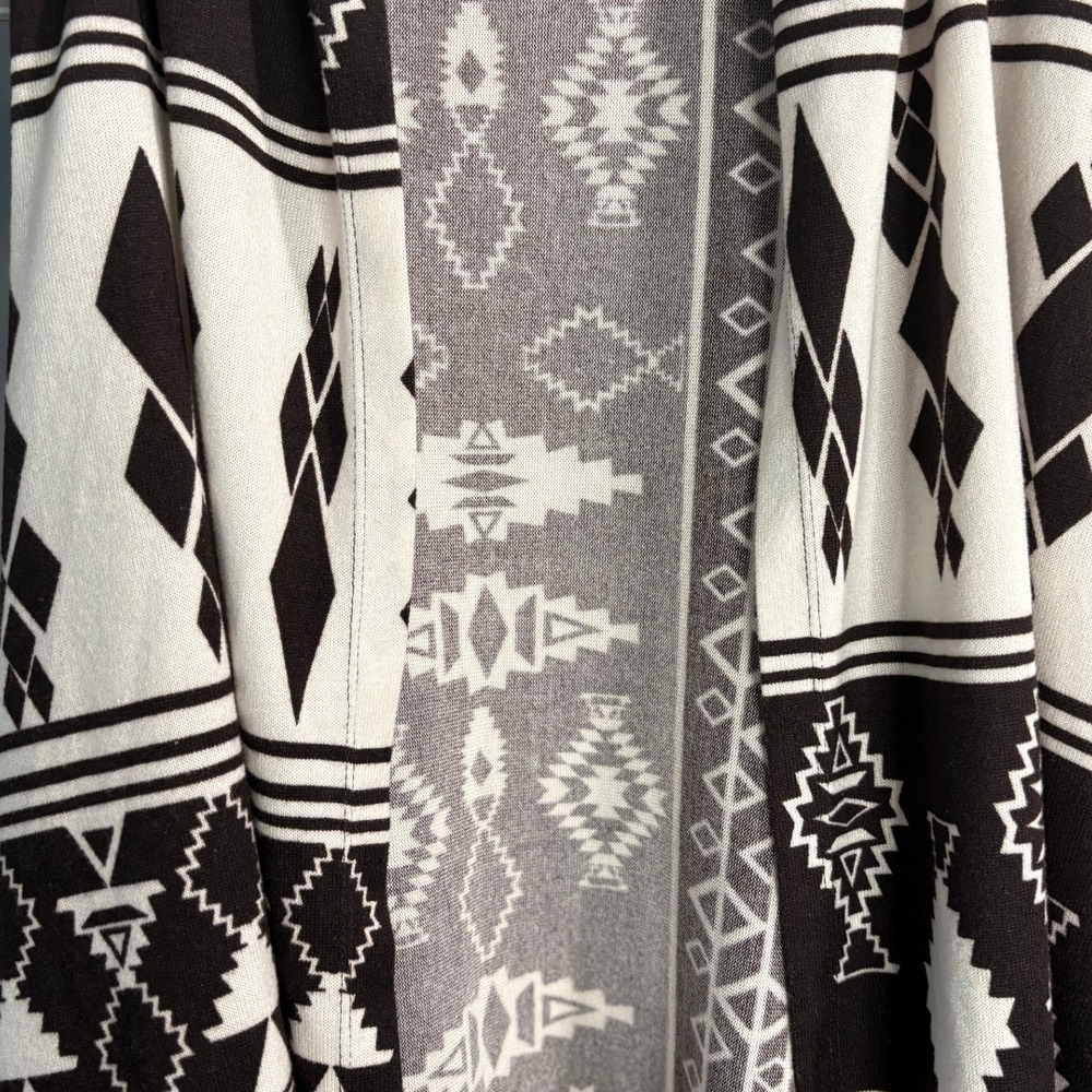 Wrangler Brown White Southwestern Vest Women Small Geometric Open Front Cardigan - Picture 2 of 4